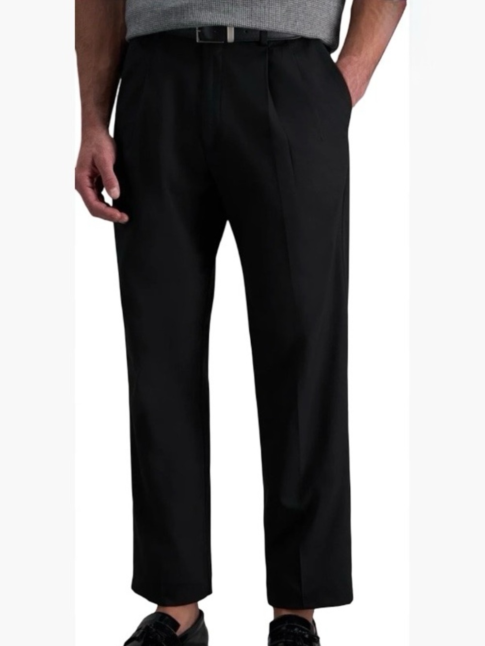 Haggar Cool Right Performance Flex Pleated Black Dress Pants Men’s W36 L30
